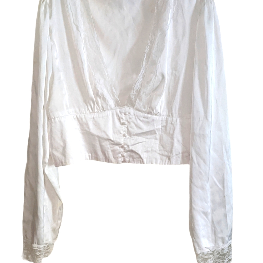 Satin Lace Crop Pirate Top